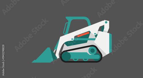 Modern Skid Steer Loader Vector Art Construction Machine