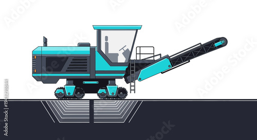 Modern Road Construction Machinery Working On Site