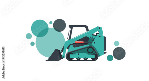 Modern Teal Skid Steer Loader With Abstract Bubbles Graphic