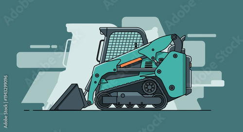 Modern Teal Skid Steer Loader Machine Illustration