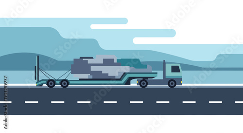 Modern Truck Transporting Specialized Cargo Across Scenic Landscape