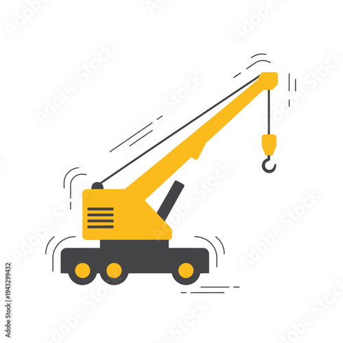 Modern Yellow Construction Crane Lifting Heavy Loads Simple Design