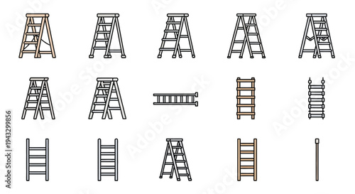 A collection of various ladder designs in different styles and colors