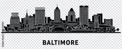 Baltimore city skyline silhouette with modern buildings