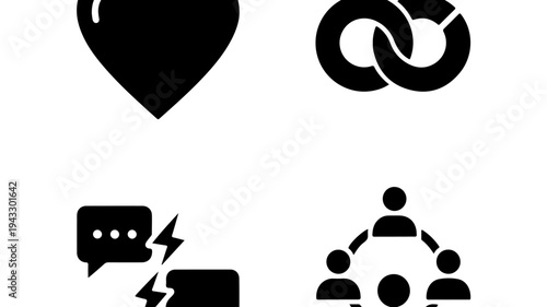 Hearts doodle drawn set with black grunge scrawls and chat bubbles featuring heart, collection, conversation with communication and symbol elements