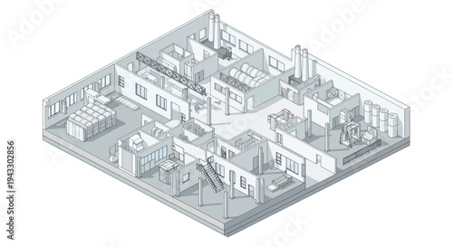 Detailed Isometric Architectural Floor Plan Illustration.