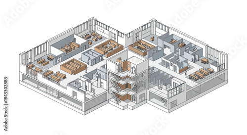 Detailed Isometric View of a Modern Apartment Floor Plan.