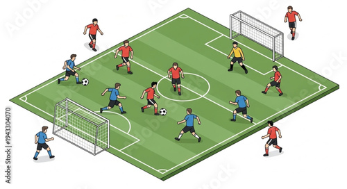 Soccer Players on Green Field.