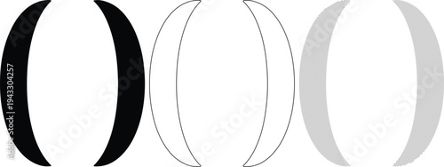 Parentheses Symbols Variations Black Outline Hatch Pattern Isolated on White Background Stock Graphic