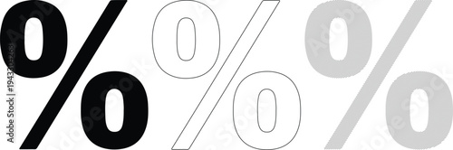 Percentage Symbols Variations Black Outline Patterned Finance Business Concept