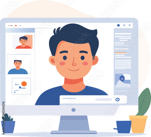Digital Character Customizing Virtual Avatar on Screen with Menu Options for Personal Identity Gaming Profile and Metaverse Presence Representation Isolated
