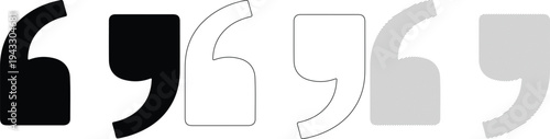 Quotation Marks Set Different Styles and Colors on White Background