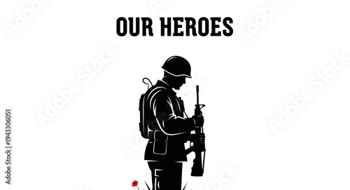 Soldier Standing with Rifle Salute.