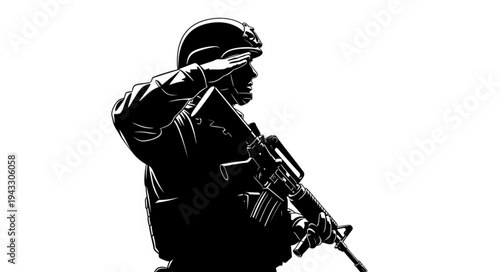 Soldier with Rifle in Combat Stance.