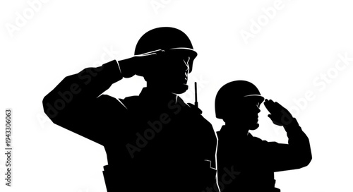 Soldiers Saluting in Formation Together.