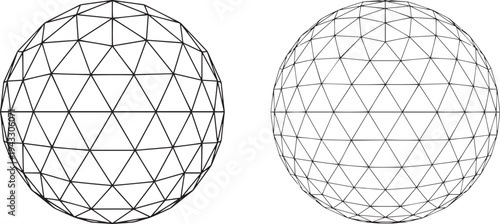 Futuristic Geometric Wireframe Sphere and Polygon Mesh Globe Illustration for Technology Presentations, Data Visualization and Digital Network Concepts