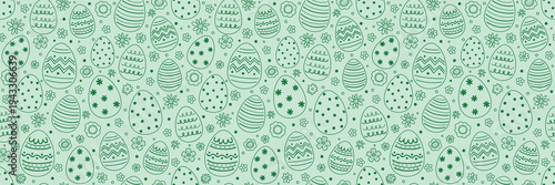 Colourful Easter texture in cartoon style. Hand drawn eggs and flowers. Doodle.  Vector illustration