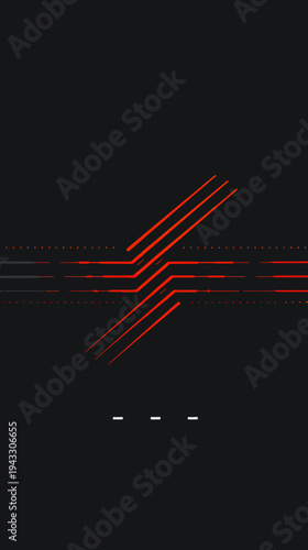 Abstract geometric design with red lines and black background