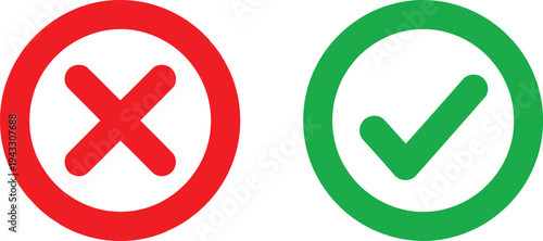 Visual representation of correct and incorrect indicators with check and cross marks Vector