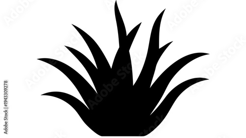 aloe vera black silhouette icon, medicinal plant vector, transparent background