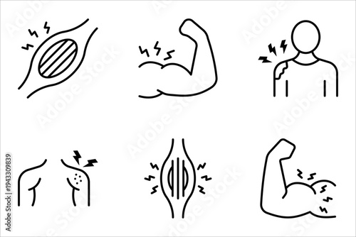 Muscle pain icon set. Muscular pain, Body ache Healthcare and medical problem. vector illustration on white background