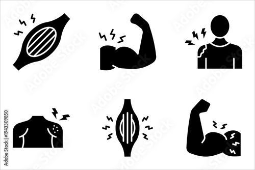 Muscle pain icon set. Muscular pain, Body ache Healthcare and medical problem. vector illustration on white background