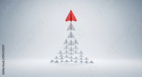 Ascending paper airplanes symbolizing growth and achievement