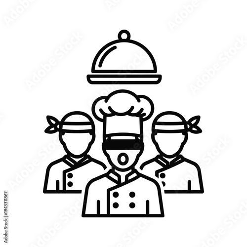 Team of Chefs Icon with Food Cloche
