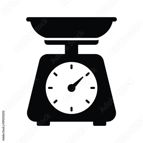 Black Silhouette Kitchen Scale Icon Vector Illustration
