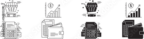 Mega collection of trendy line style icons for business, ecommerce, finance and accounting concepts. Modern outline symbol set in vector illustration format..eps