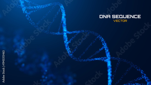 DNA Helix Structure Blue Abstract Vector Background. Genetic Science For Biotechnology Research And Medical Studies Presentations.