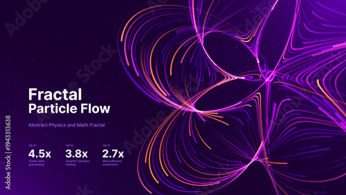 Abstract Math Graph Concept with Glowing Particles Illustrating Data Flow Dynamics. Research, AI Development, and Technological Networks Presentation Background.