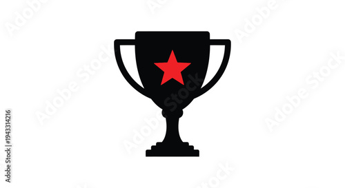 A black trophy silhouette featuring a vibrant red five pointed star