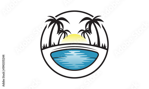 Swimming pool service, pool logo design vector