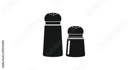 Simple black and white illustration of a salt and pepper shaker set