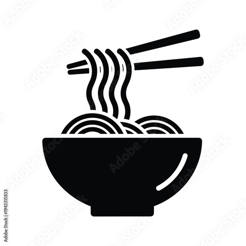 Noodle Bowl Icon with Chopsticks