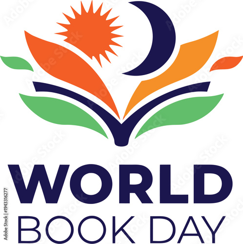 World Book Day vector illustration, open book with flying dove, literary celebration symbol.
