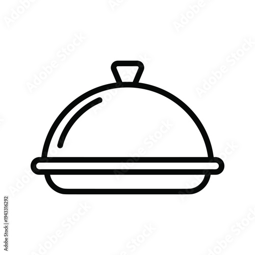 Food Platter Icon, Serving Dish with Lid, Restaurant Cloche, Catering Service Symbol