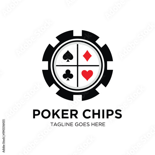 Stylized Vector Illustration of a Gaming Chip with Four Card Suits for Casino and Entertainment Concepts
