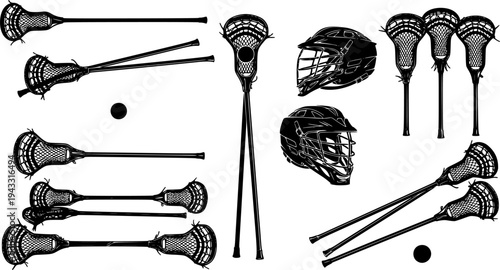 Lacrosse equipment silhouettes, Lacrosse silhouettes, Lacrosse bundle silhouettes, Lacrosse stick silhouettes, Lacrosse , Lacrosse clipart set
