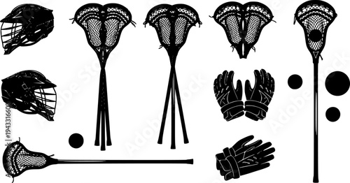 Lacrosse equipment silhouettes, Lacrosse silhouettes, Lacrosse bundle silhouettes, Lacrosse stick silhouettes, Lacrosse , Lacrosse clipart set
