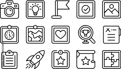 Photo Outline Collection Silhouette Icon Set Image Photo Outline Typography Silhouette Icon Pack