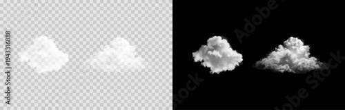 Vector realistic cloud, smoke or fog on isolated transparent background. Cloud png. Smoke png.
