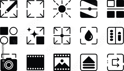 Photo Outline Collection Silhouette Icon Set Image Photo Outline Typography Silhouette Icon Pack