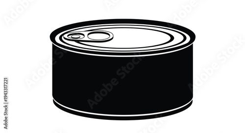 A simple black silhouette of a closed metal food can