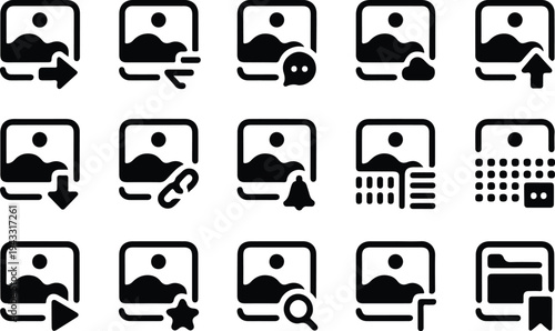 Photo Outline Collection Silhouette Icon Set Image Photo Outline Typography Silhouette Icon Pack