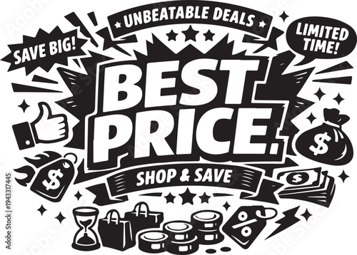 A premium set of vintage vector sale labels featuring grunge typography, star icons, and business badges designed with artistic style for coffee or love themed banners