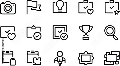Photo Outline Collection Silhouette Icon Set Image Photo Outline Typography Silhouette Icon Pack
