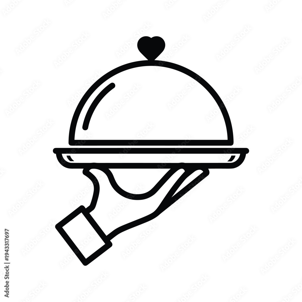 Fototapeta premium Hand Holding Food Tray with Heart Icon