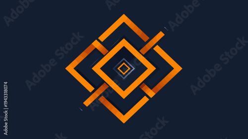 Abstract geometric design with interlocking orange squares on dark background